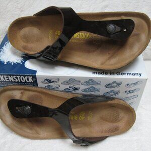 Birkenstock GIZEH Chocolate Brown Patent Birko Flor 40 R US W 9 M 7